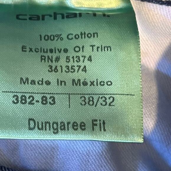 Carhartt Men's Carpenter Loose Straight Denim Dungaree Dark Wash. Size 38X32 - Picture 4 of 8